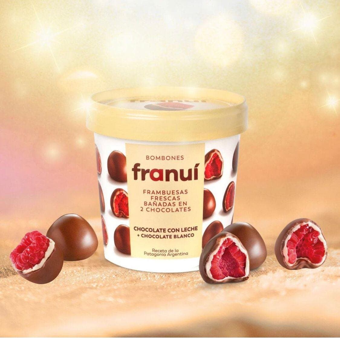 Frambuesas con chocolate con leche