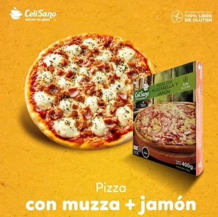 Pizza con muzzarella y jamón