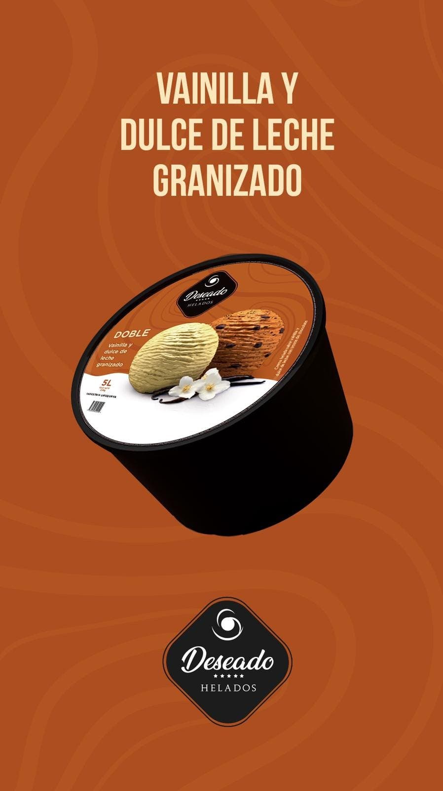 Helado de sambayón, chocolate y dulce de leche