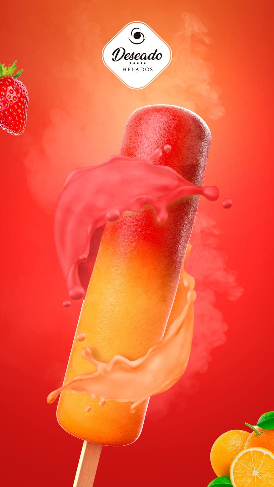 Palito helado mixto de frutilla y naranja