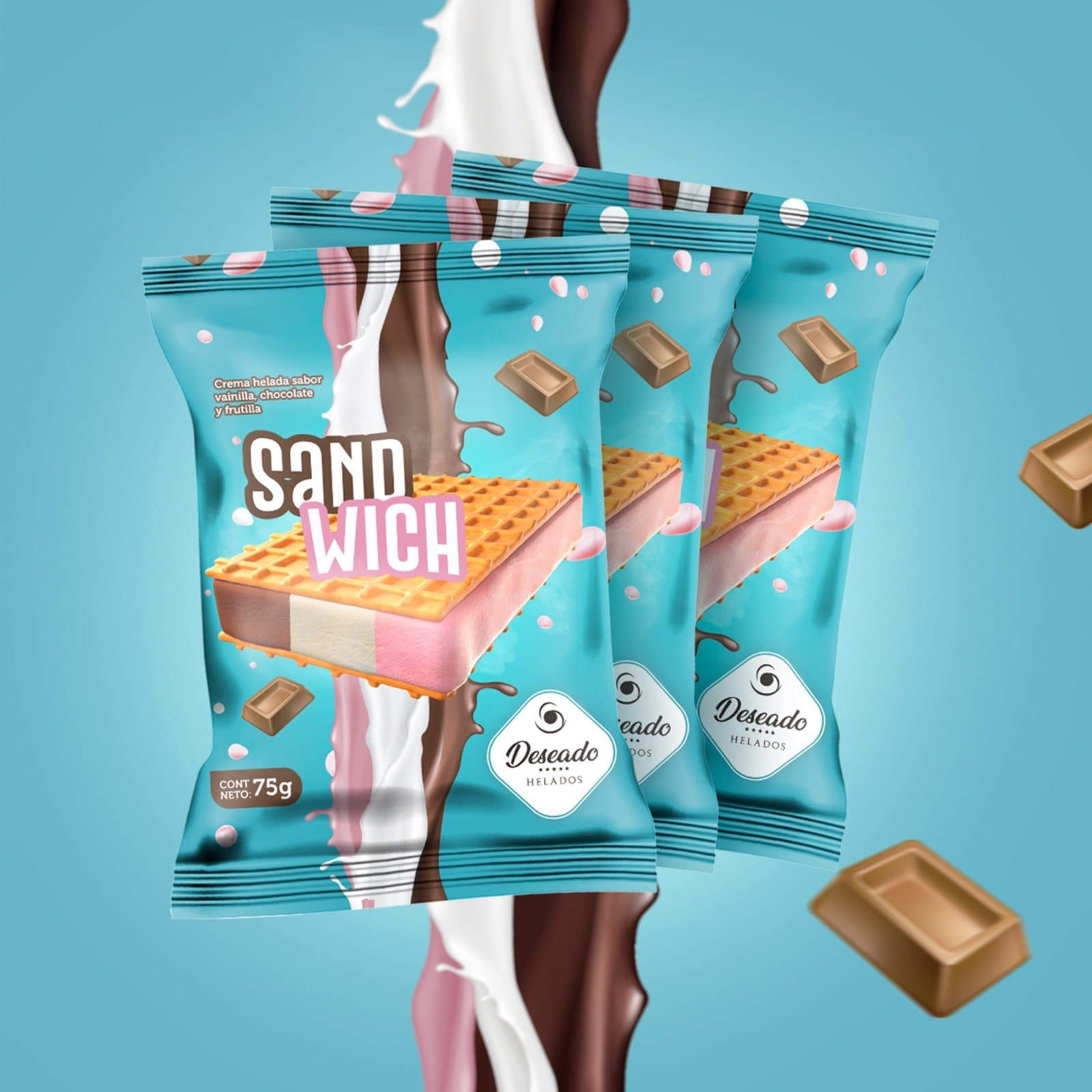 Sándwich helado triple