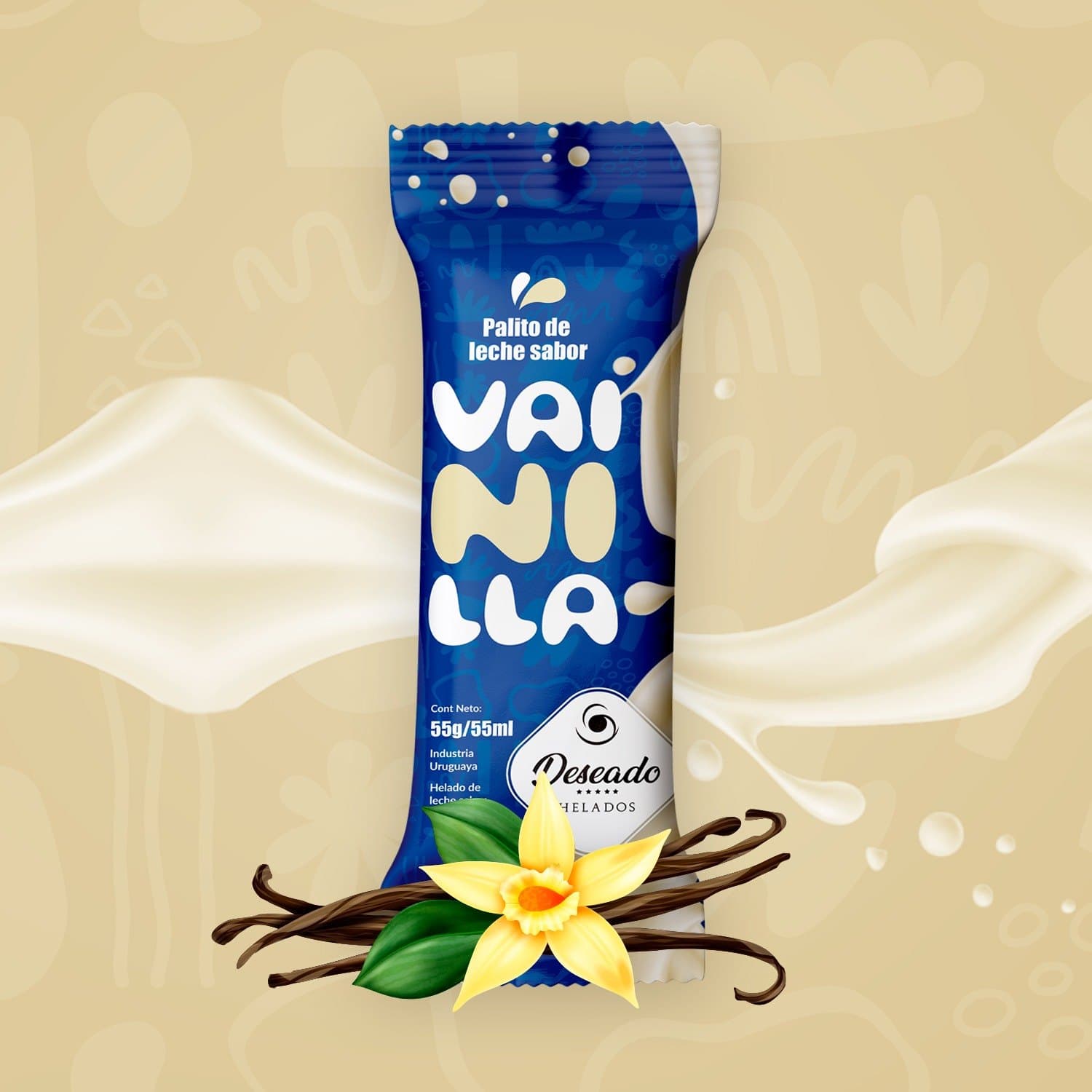 Palito helado de leche sabor vainilla