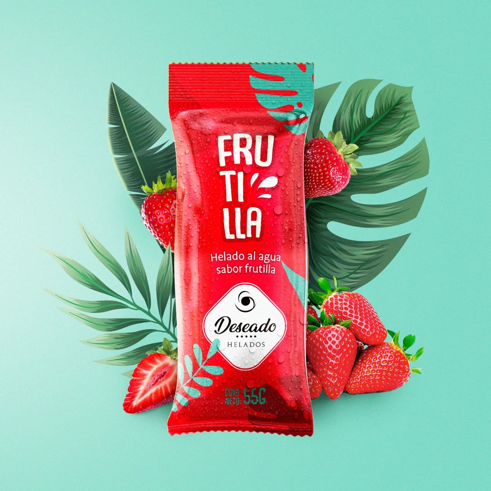 Palito helado de frutilla