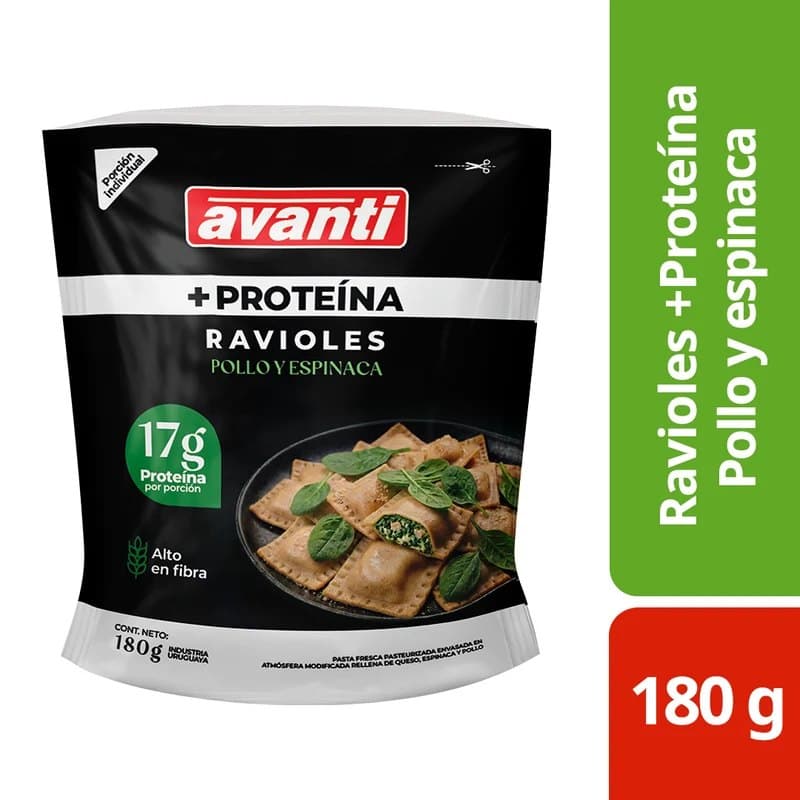 Ravioles con Proteína de Espinaca y Pollo