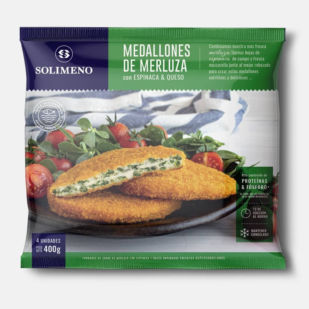 Medallones de merluza con queso y espinaca